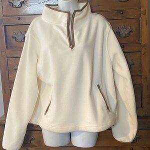 Woman’s Cream Quarter-Zip Fleece Pullover Tan Trim Size XL by In Good State Néw